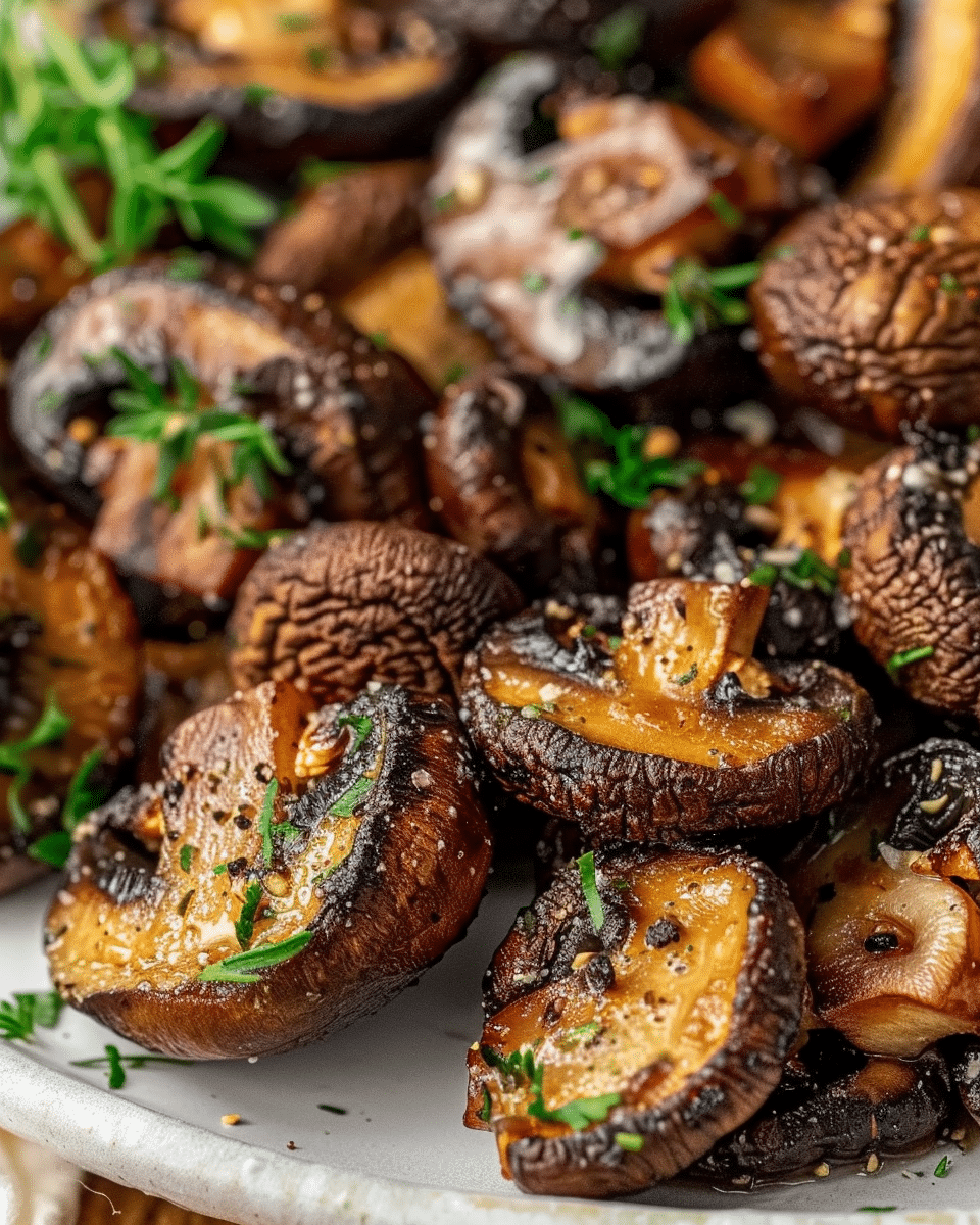 Roasted Garlic and Herb Button Mushrooms