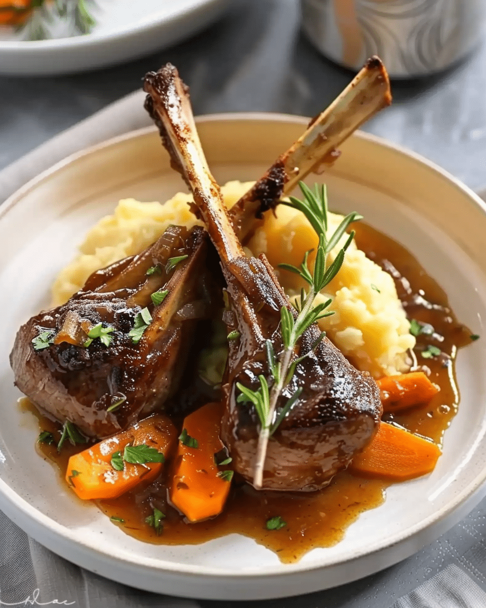 Braised Lamb Shanks with Rosemary Jus
