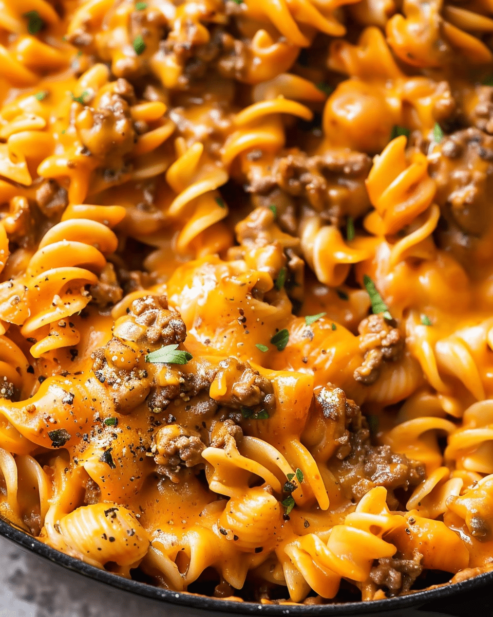 Cheesy Beef and Pasta Skillet