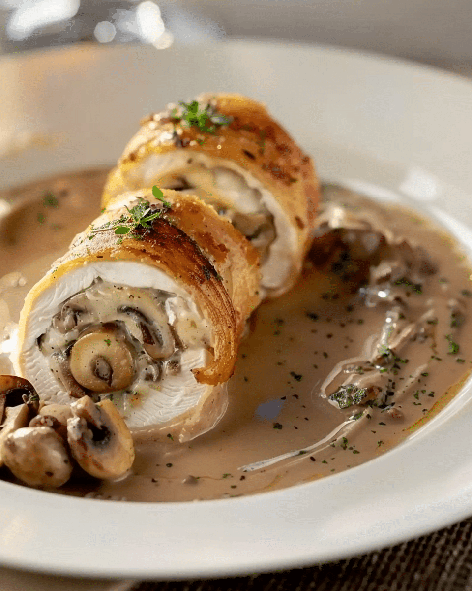 Chicken Ballotine with Mushroom Sauce