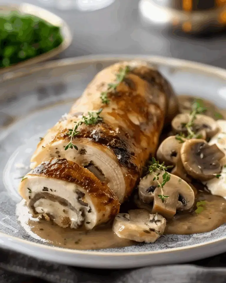 Chicken Ballotine with Mushroom Sauce