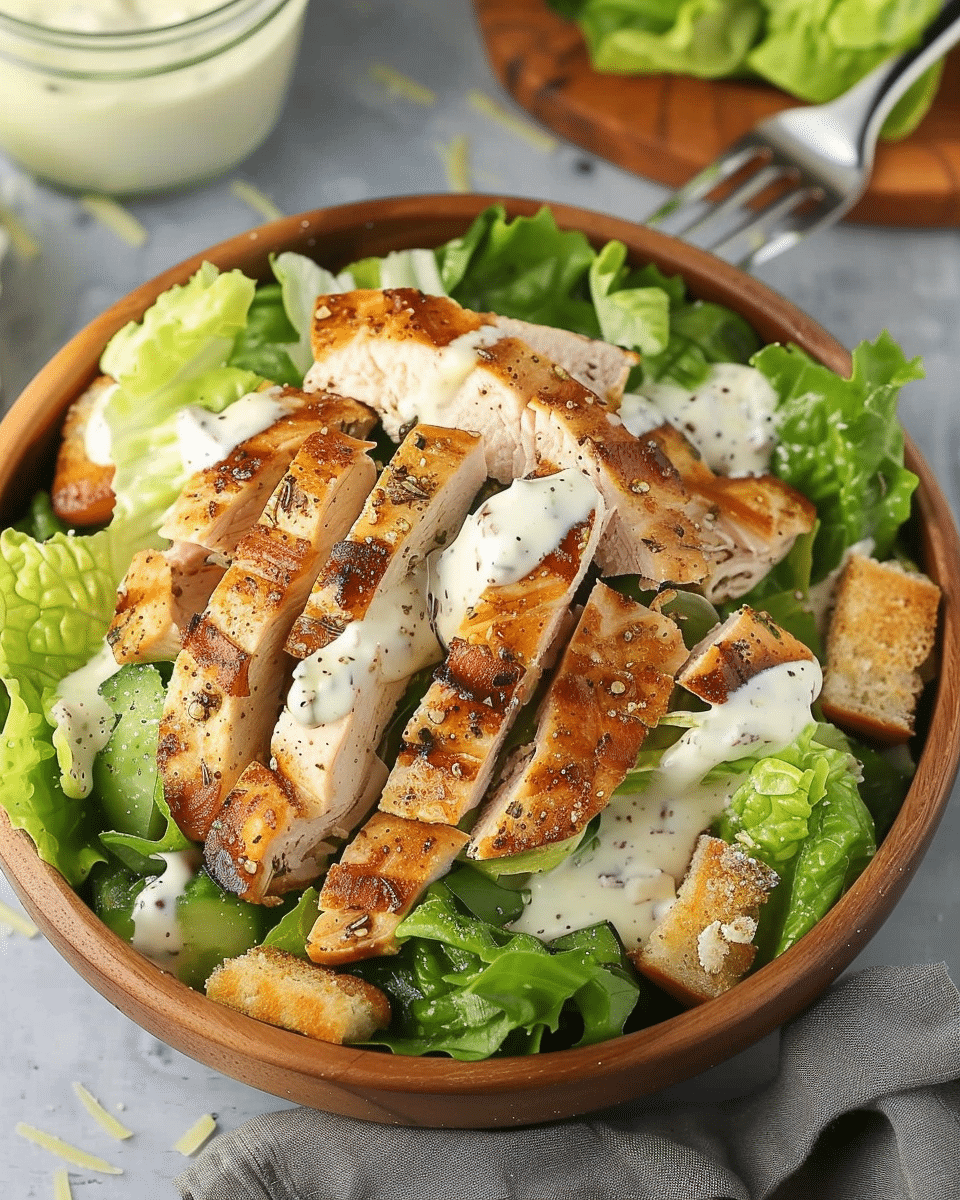 Chicken Caesar Salad with Creamy Yogurt Dressing