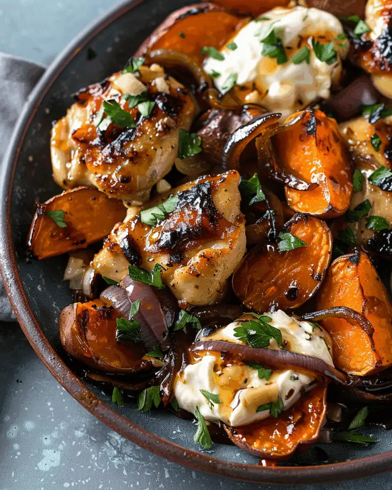 Chili Honey Chicken and Sweet Potatoes with Cilantro Yogurt Recipe