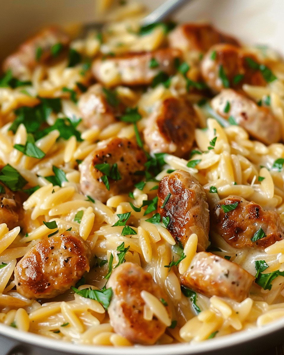 Creamy Chicken Sausage Orzo