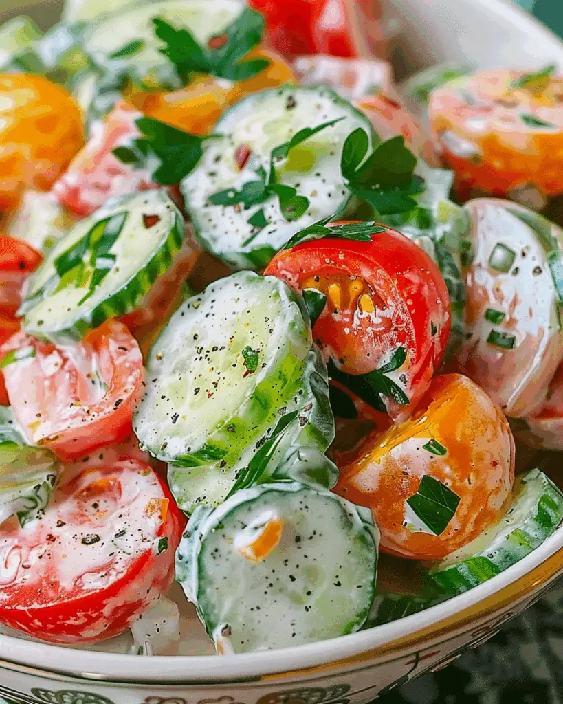 Cucumber and Tomato Salad with Dill Dressing