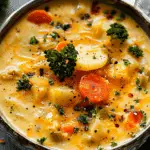 Creamy Vegetable Soup with Cheddar and Balsamic Vinegar
