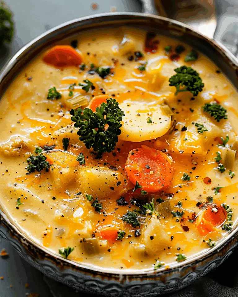 Creamy Vegetable Soup with Cheddar and Balsamic Vinegar