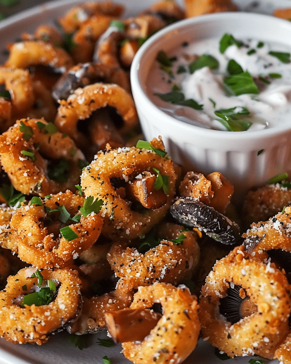 Crispy Fried Mushrooms with Cool Ranch Dip