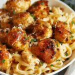 Garlic Butter Chicken Bites with Creamy Parmesan Pasta