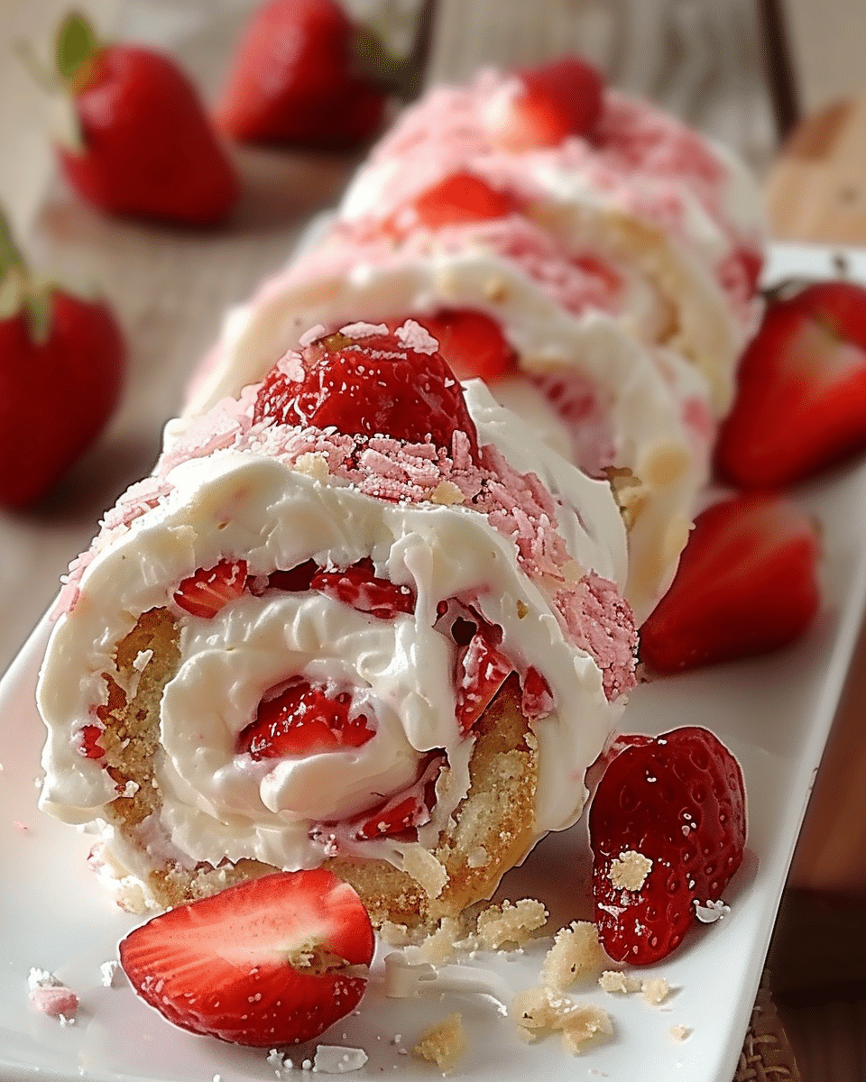 Easy Strawberry Shortcake Cheesecake Rolls