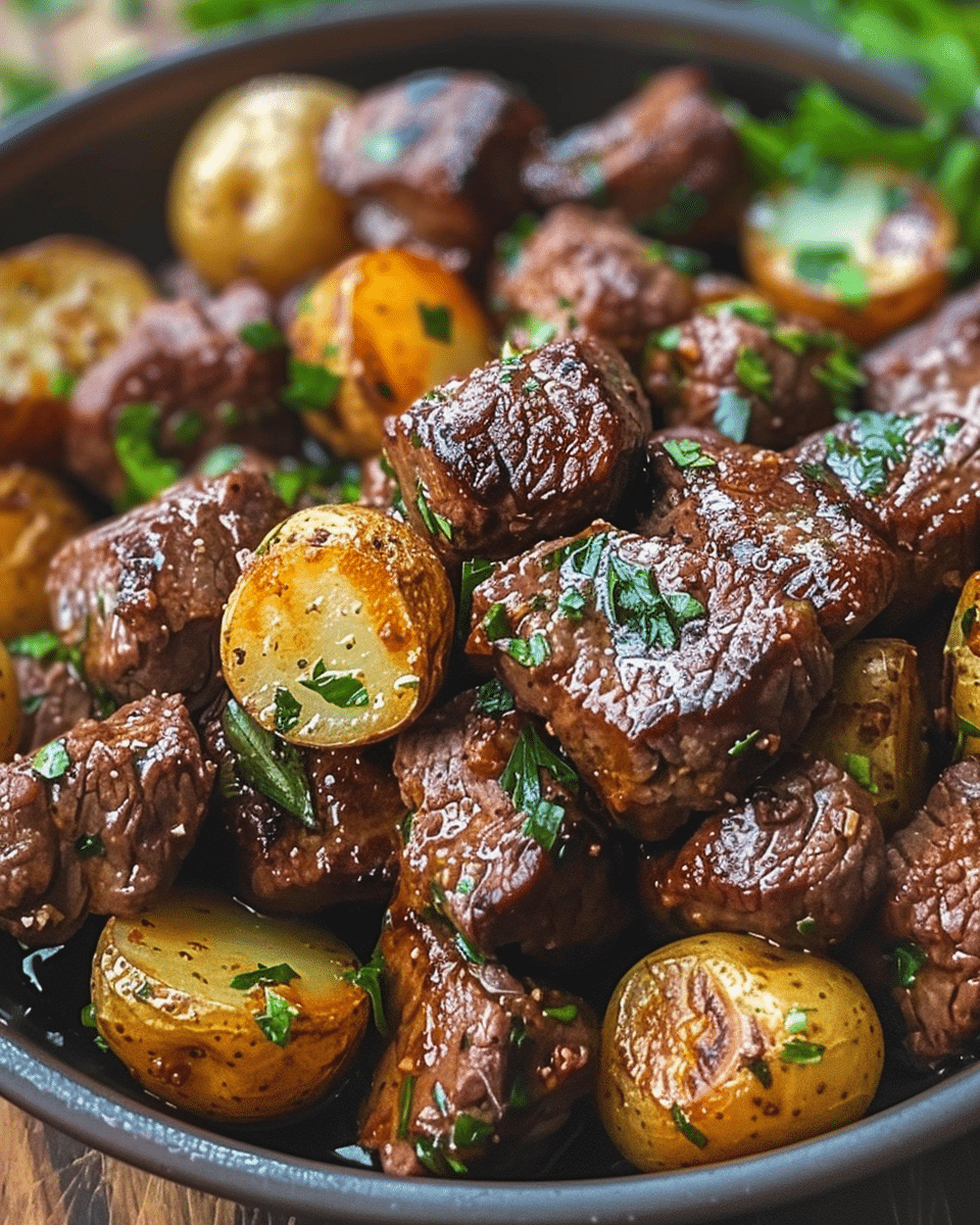 Garlic Butter Beef and Baby Potato Skillet