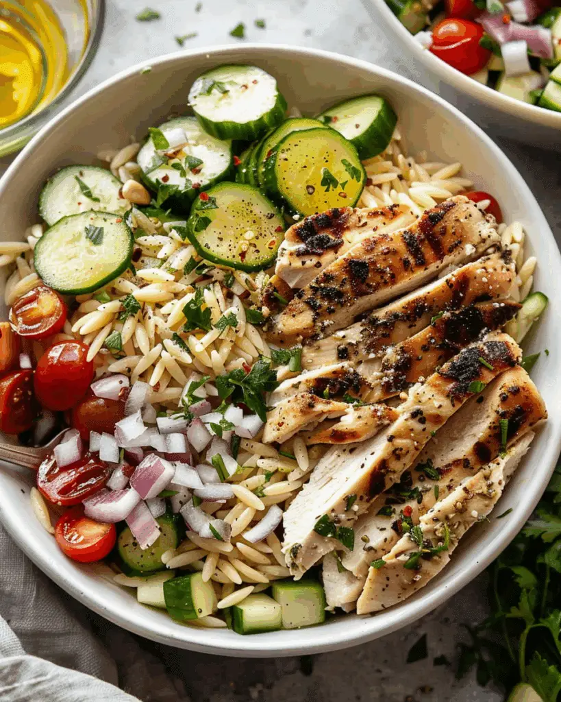 Greek Chicken Orzo Bowls