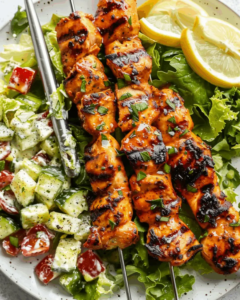 Grilled Chicken Skewers with Herby Ranch Salad