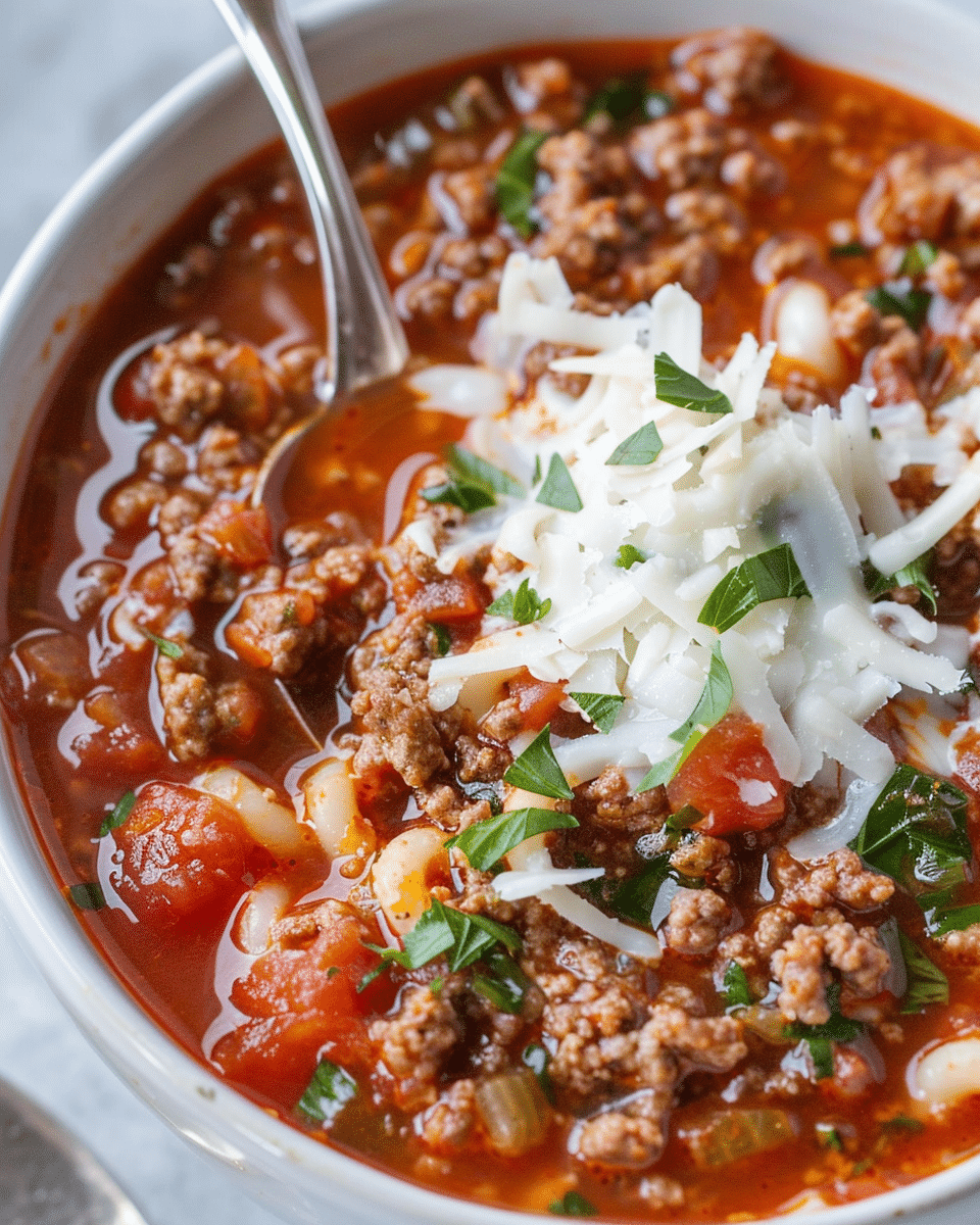Hearty Ground Beef and Tomato Soup