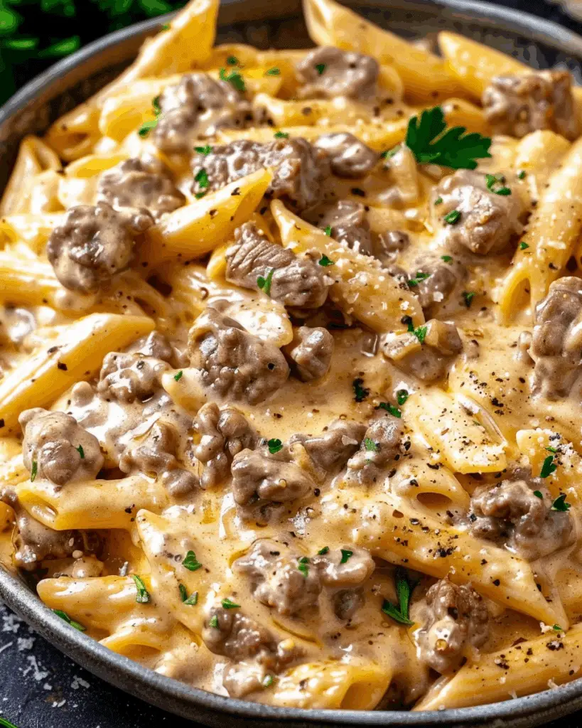 High Protein Creamy Beef Pasta