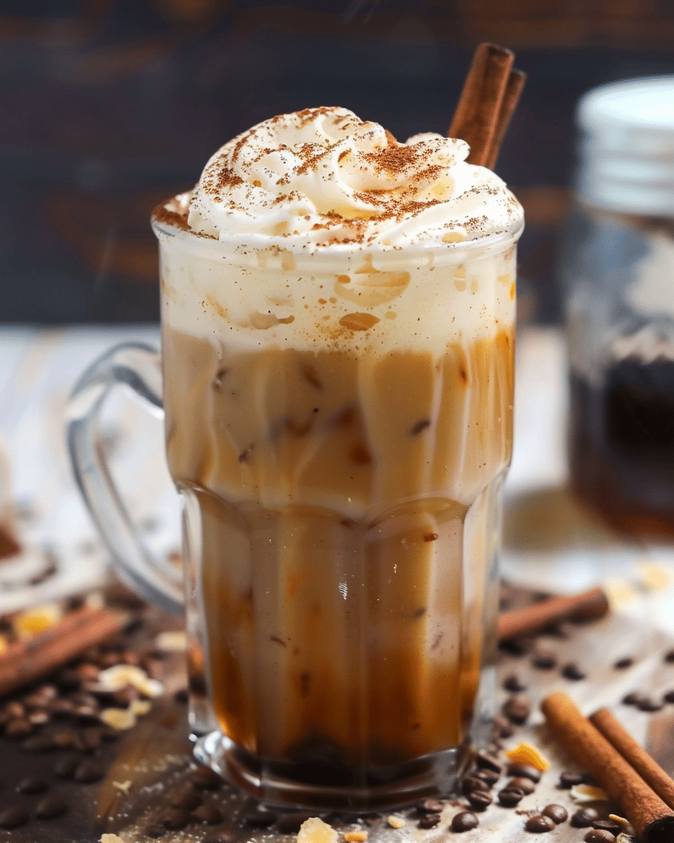 Iced Cinnamon Latte with Carob Syrup