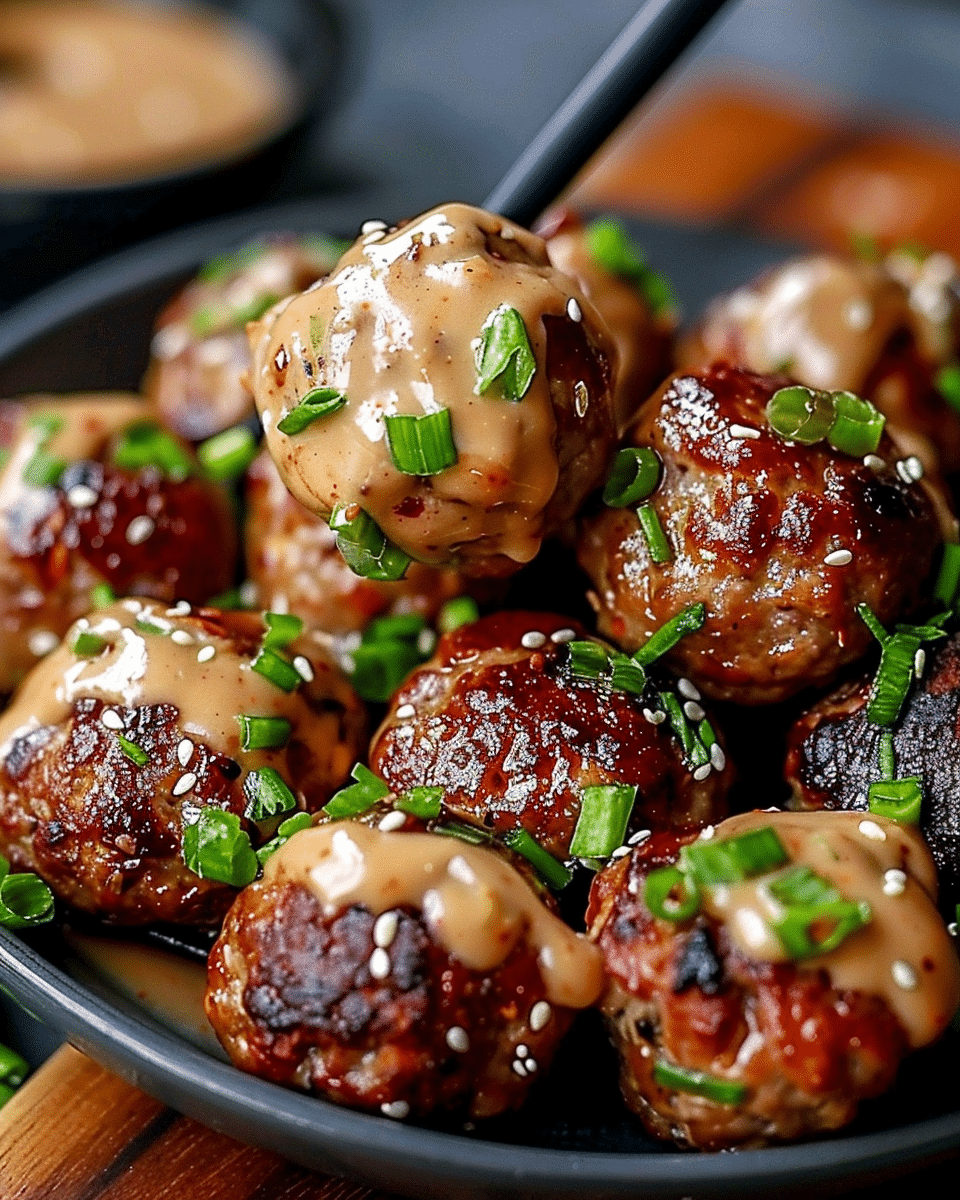 Korean BBQ Meatballs with Spicy Mayo Dip