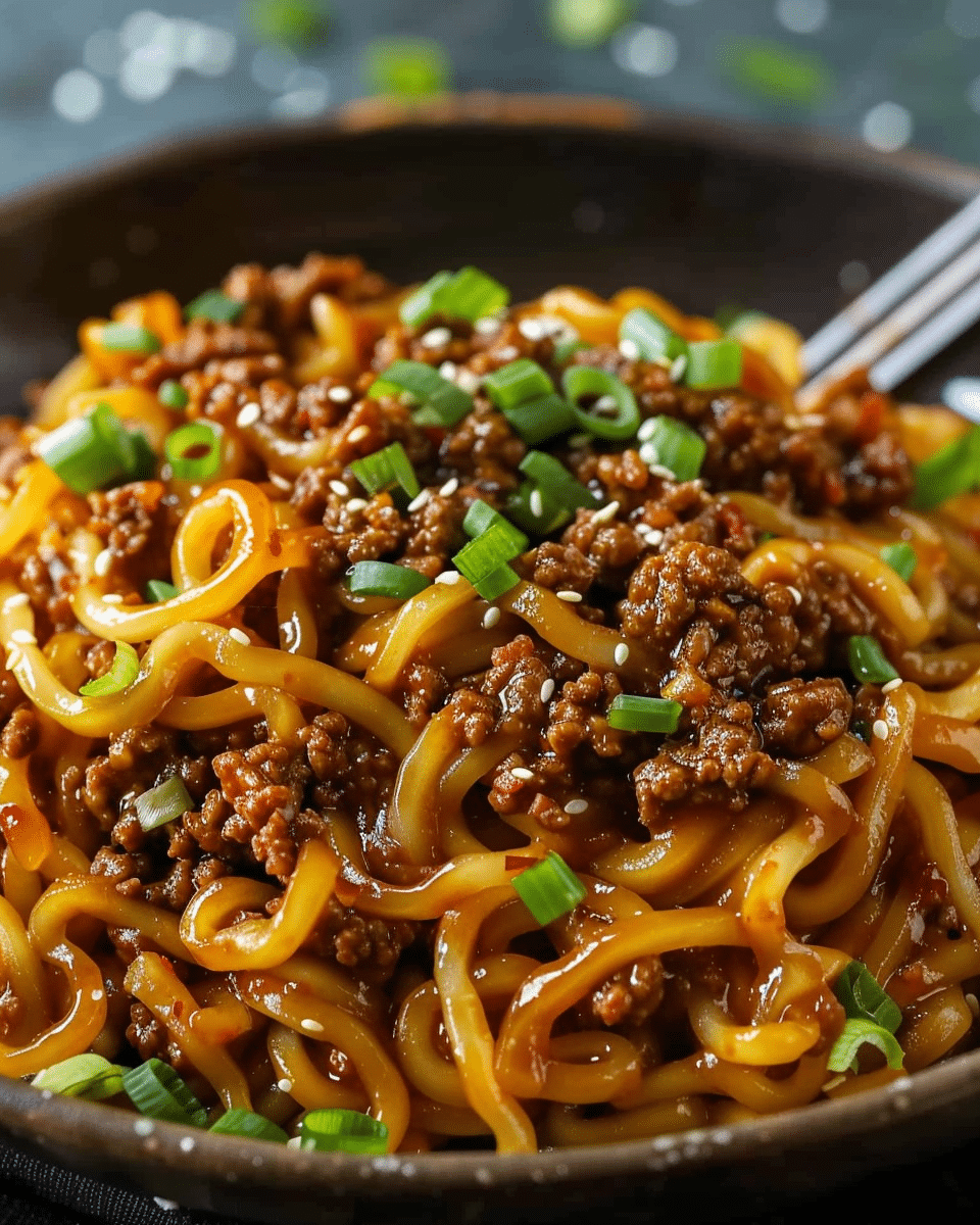 Mongolian Ground Beef Noodles