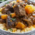 Moroccan-Inspired Beef Stew with Apricots and Raisins
