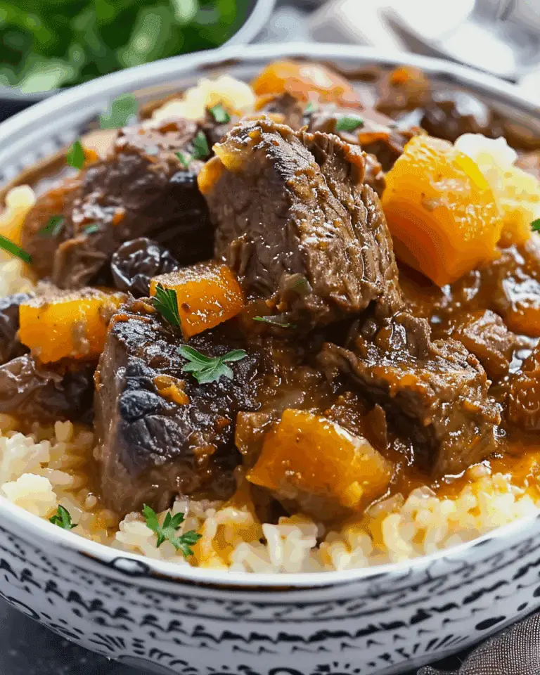 Moroccan-Inspired Beef Stew with Apricots and Raisins