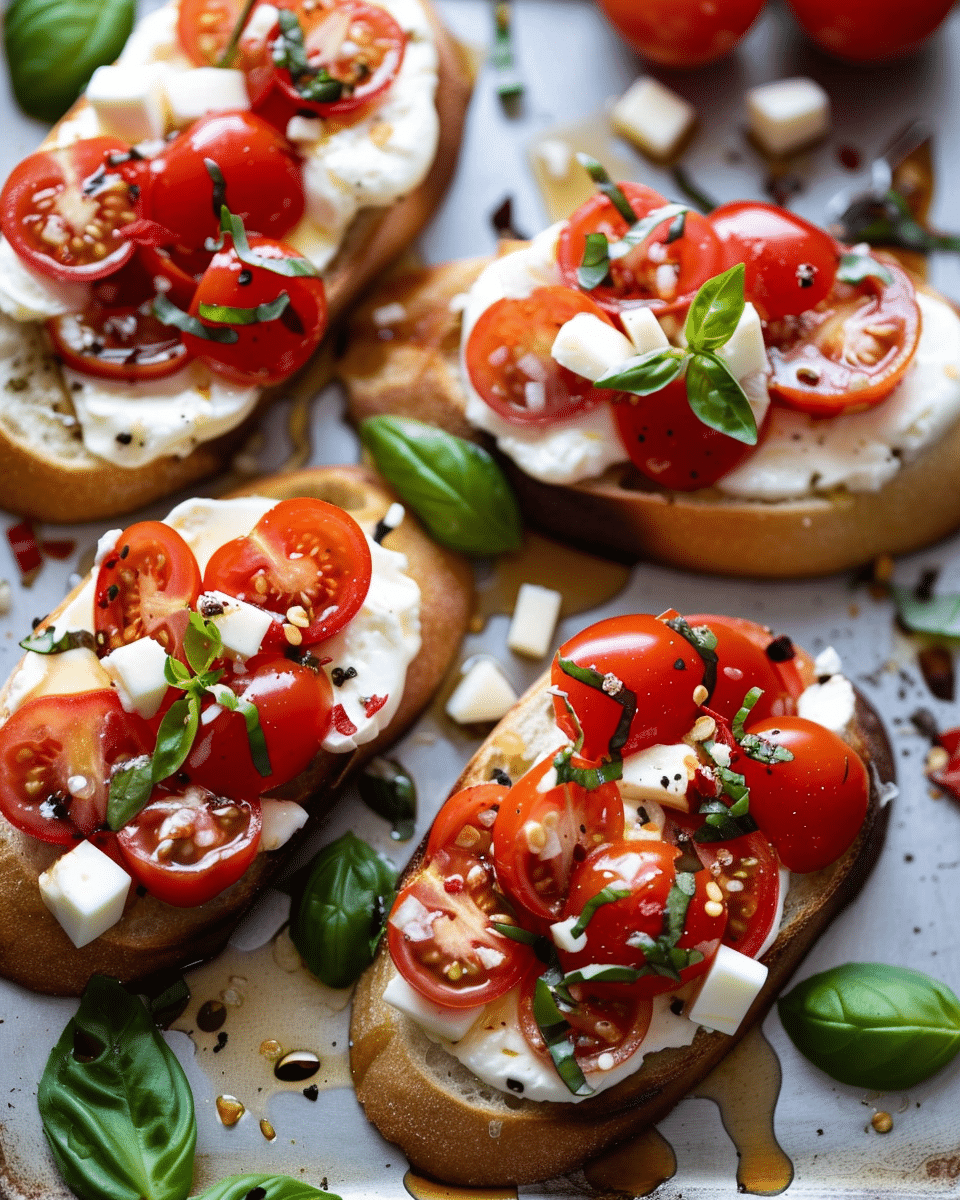 Bruschetta with Fresh Mozzarella and Tomatoes