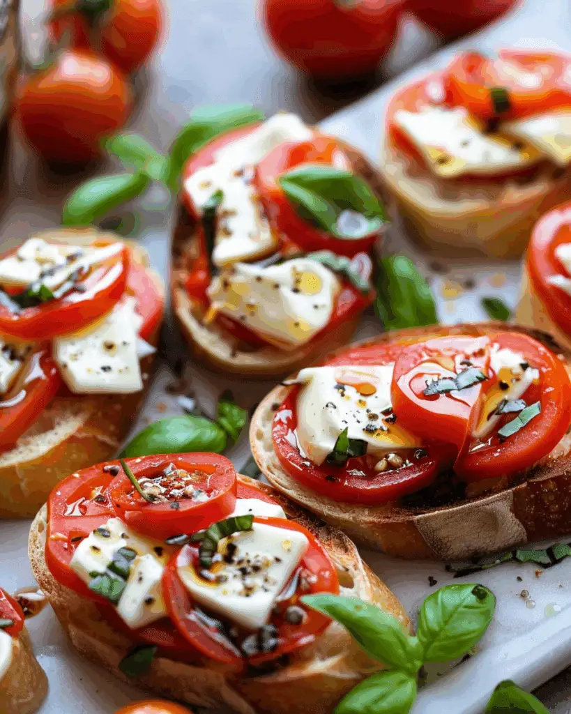 Bruschetta with Fresh Mozzarella and Tomatoes