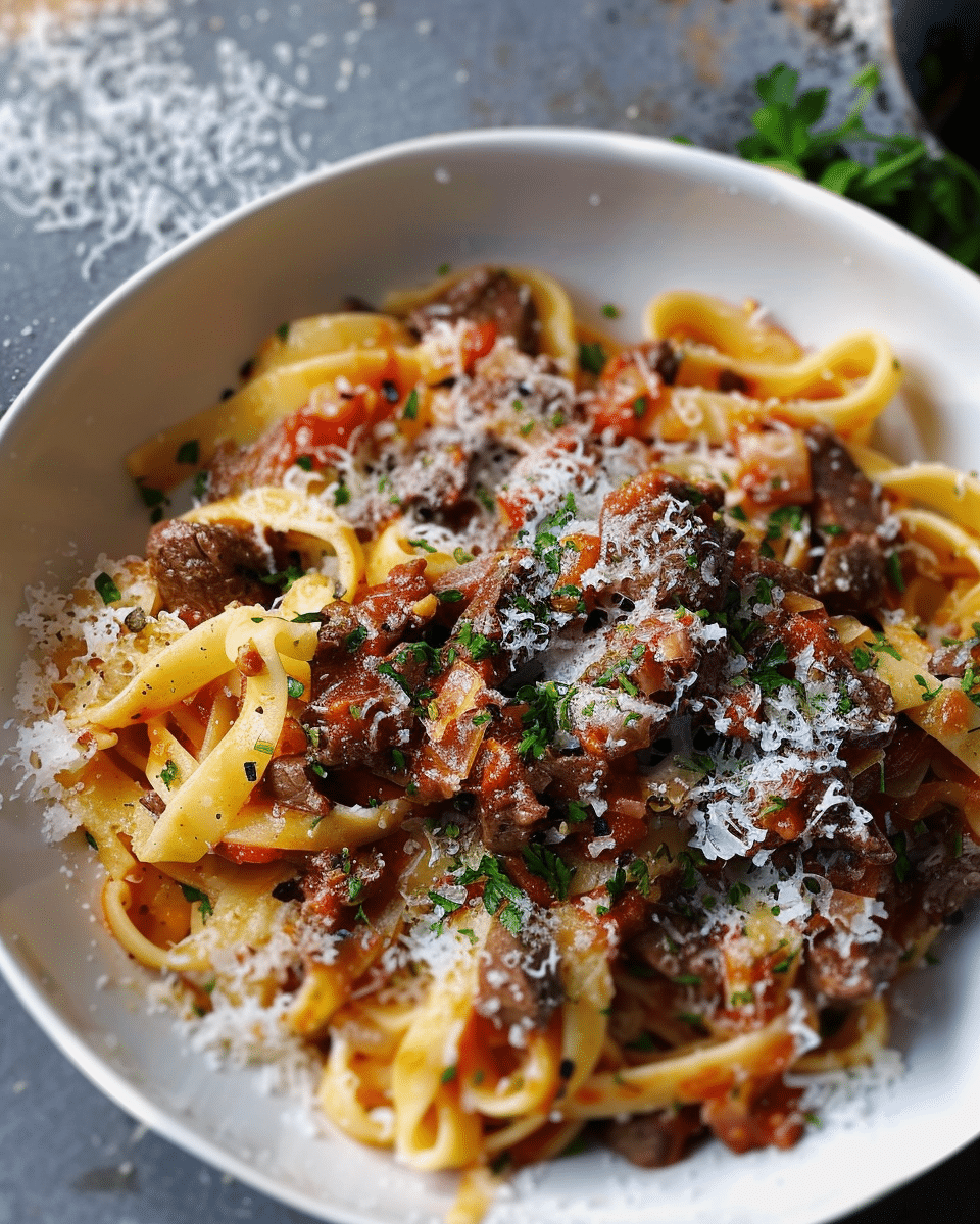 Classic Beef Pasta with Tomato Sauce
