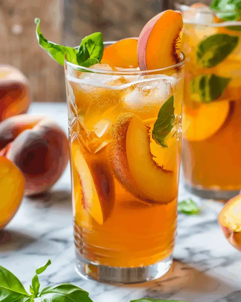Peach Basil Iced Tea Mocktail