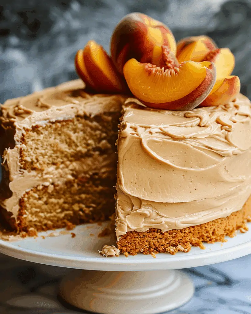 Peach Cake with Brown Sugar Frosting