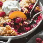 Simple Peach Raspberry Cobbler
