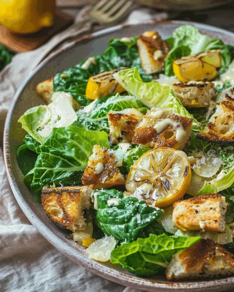 Smoky Caesar Salad with Grilled Lemons and Homemade Croutons