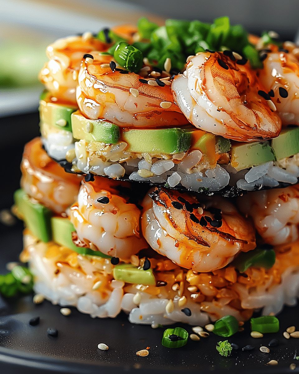 Spicy Shrimp Sushi Stacks
