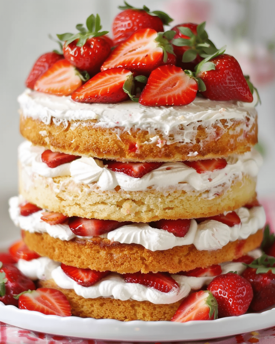 Fresh Strawberry Cake with Whipped Cream