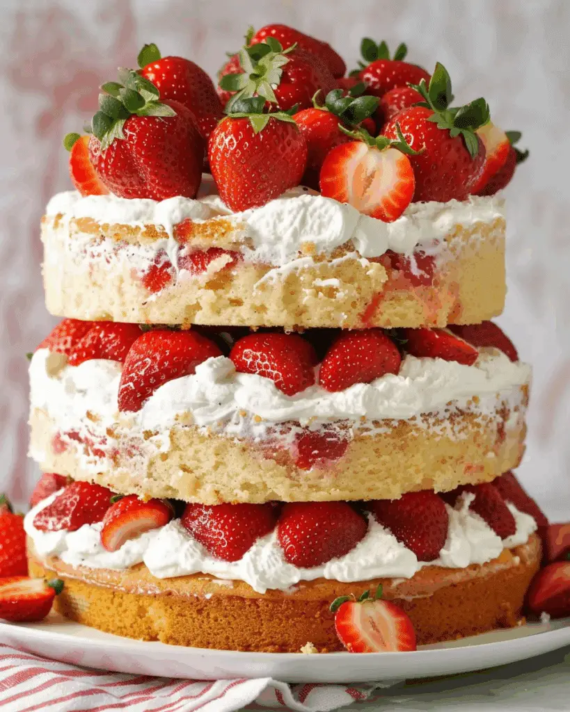 Fresh Strawberry Cake with Whipped Cream