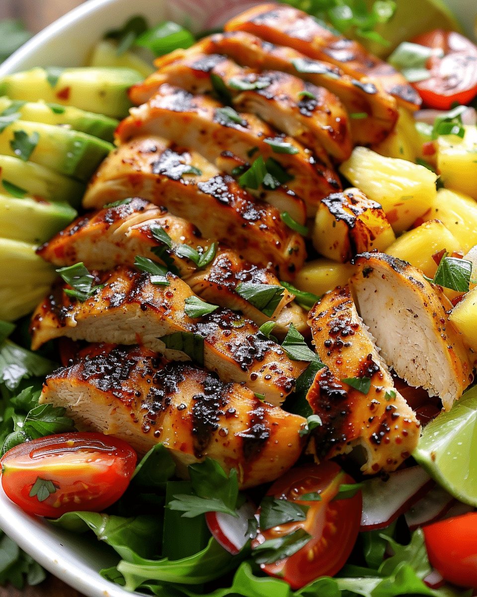 Tropical Grilled Chicken Salad with Pineapple and Quinoa