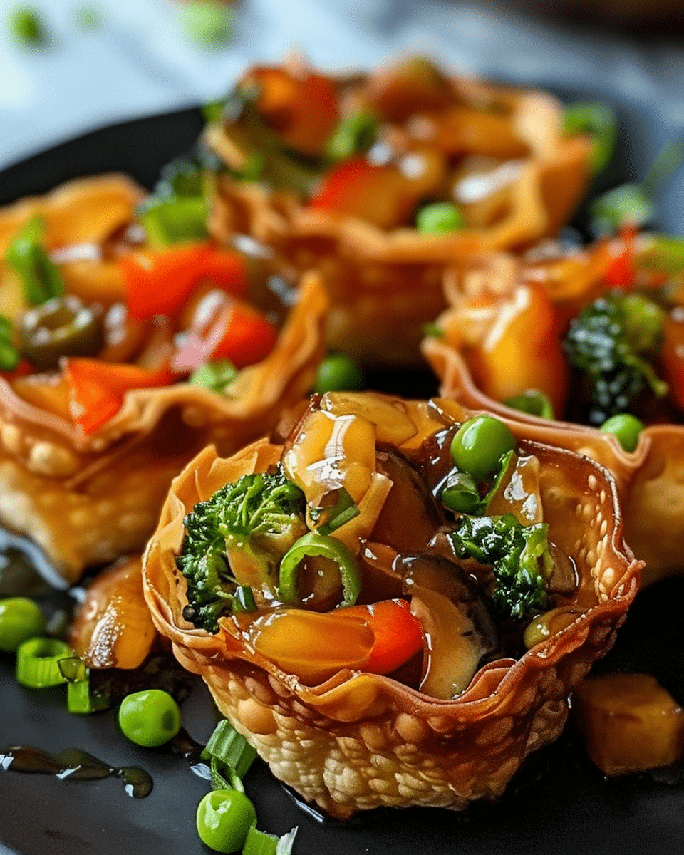 Veggie Stir-Fry Wonton Cups