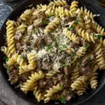 Beef and Rotini in Garlic Parmesan Sauce
