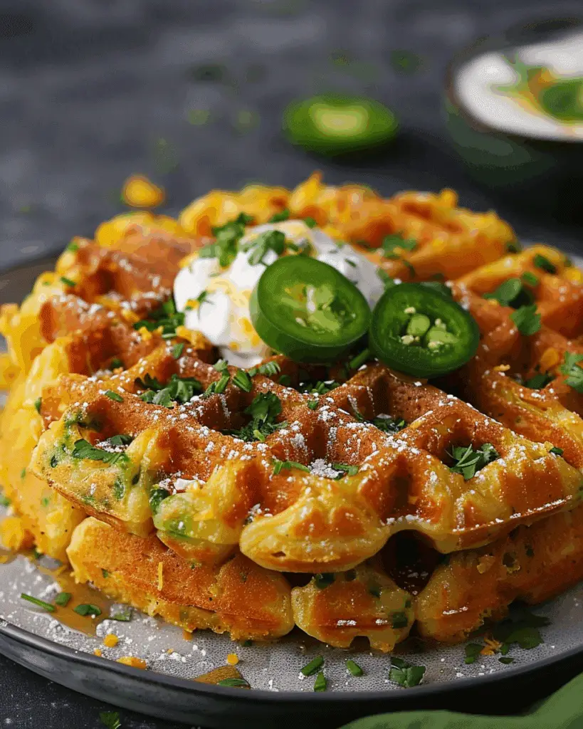 Cheddar Jalapeño Cornbread Waffles