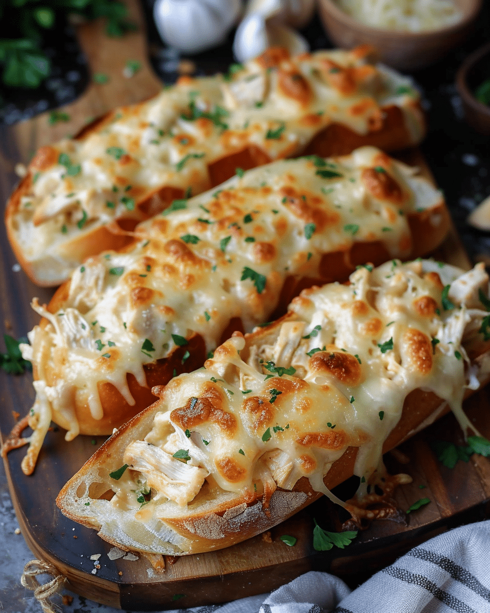 Chicken Alfredo Garlic Bread