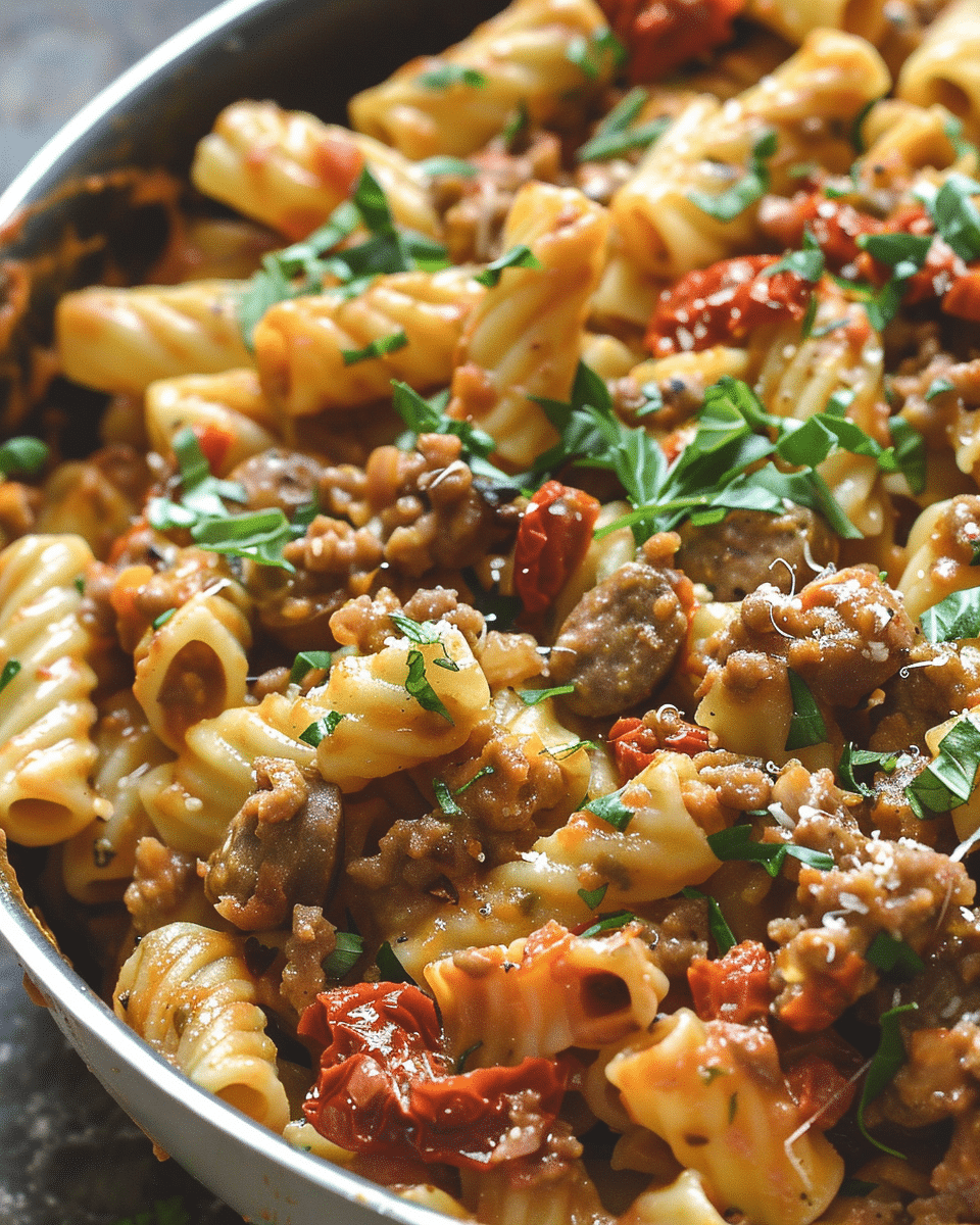 Creamy Italian Sausage Sun-Dried Tomato Pasta