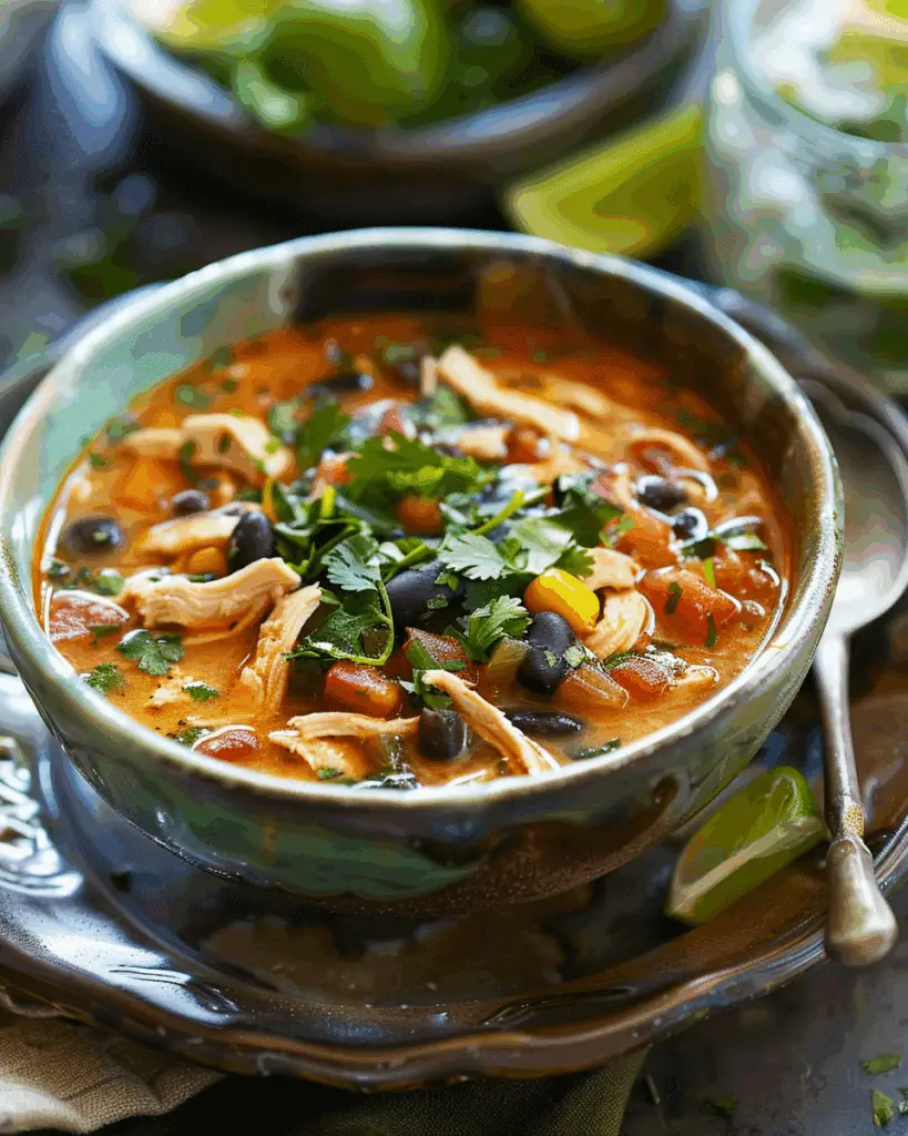 Easy Chicken, Poblano, and Black Bean Soup