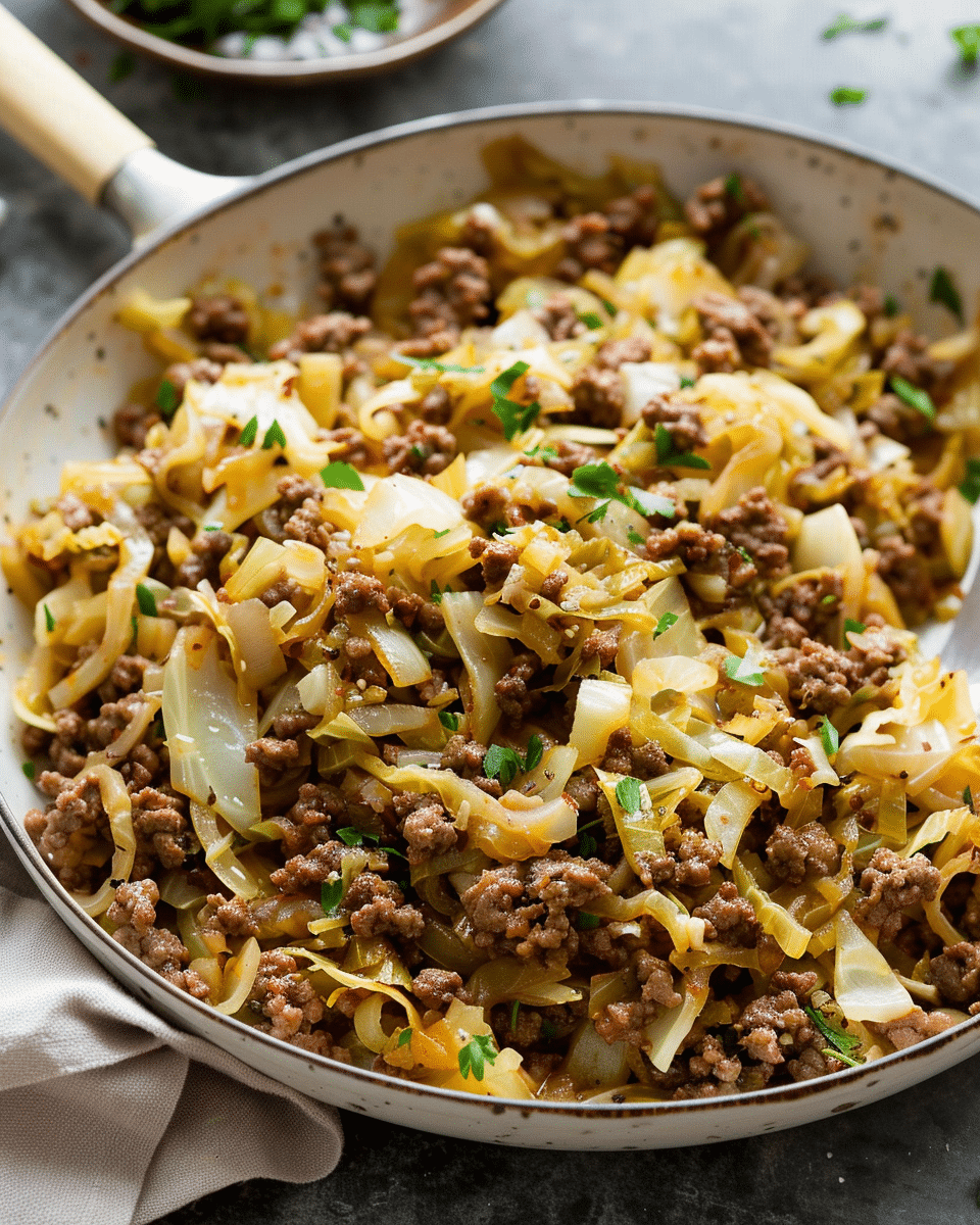 Ground Beef and Chopped Cabbage