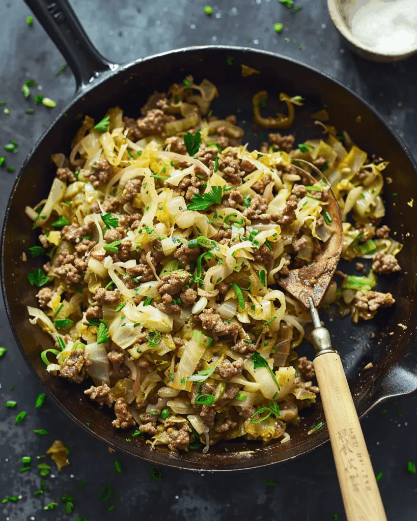 Ground Beef and Chopped Cabbage