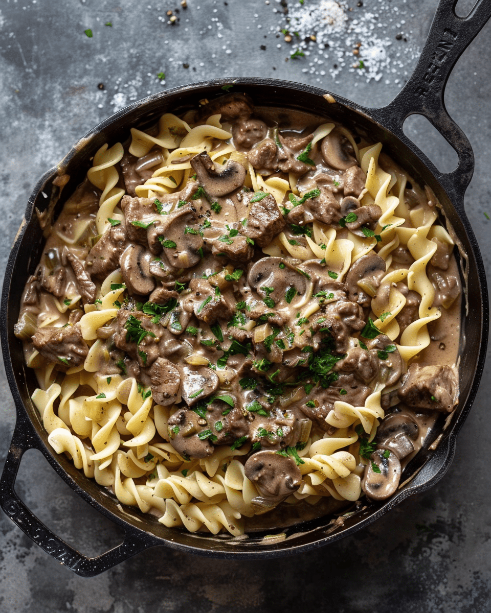 One-Pot Creamy Beef Stroganoff