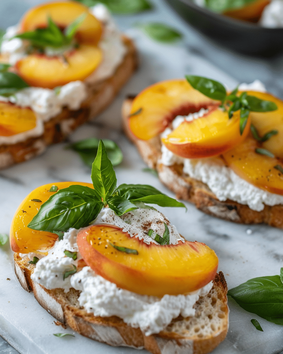 Peach Bruschetta with Whipped Ricotta