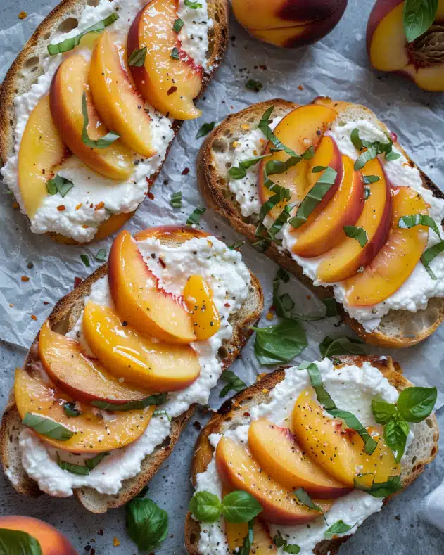 Peach Bruschetta with Whipped Ricotta