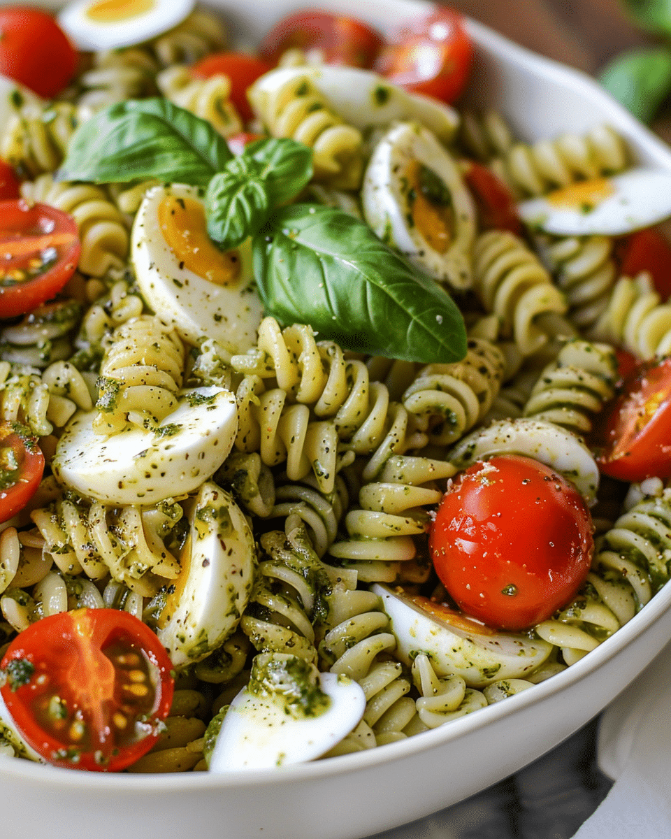 Pesto Caprese Pasta Salad