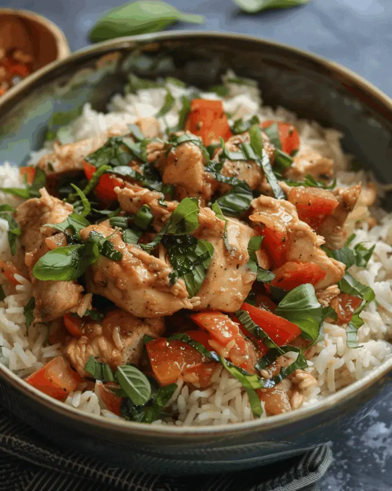 Spiced Coconut Basil Chicken with Rice