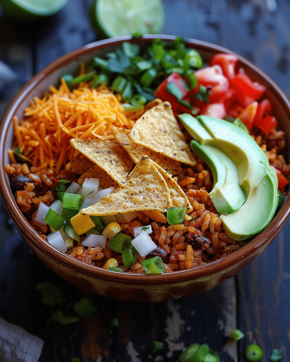 Taco Rice Bowl with Doritos Recipe | Kitchen Martha