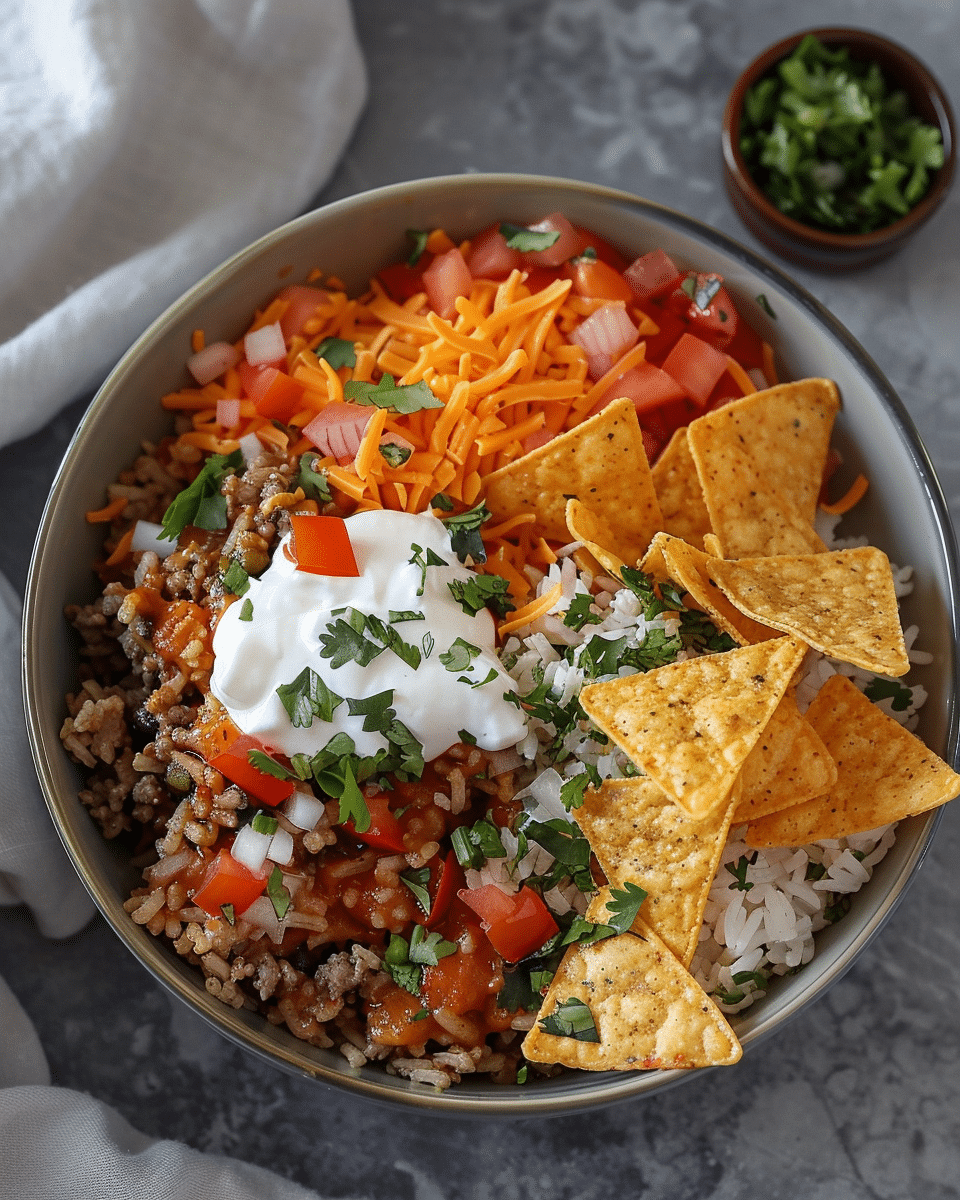 Taco Rice Bowl with Doritos Recipe
